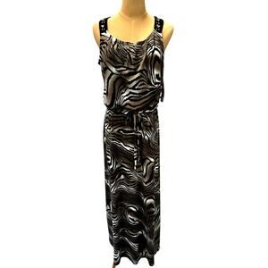 NWT!!! Maxi,Sleeveless,Embellished Tiger Stripes Dress,Size S, NY Collection